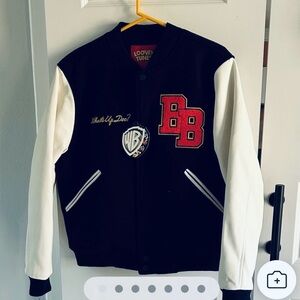 Looney Tunes Navy and White Varsity Bugs Bunny UNISEX Jacket size large